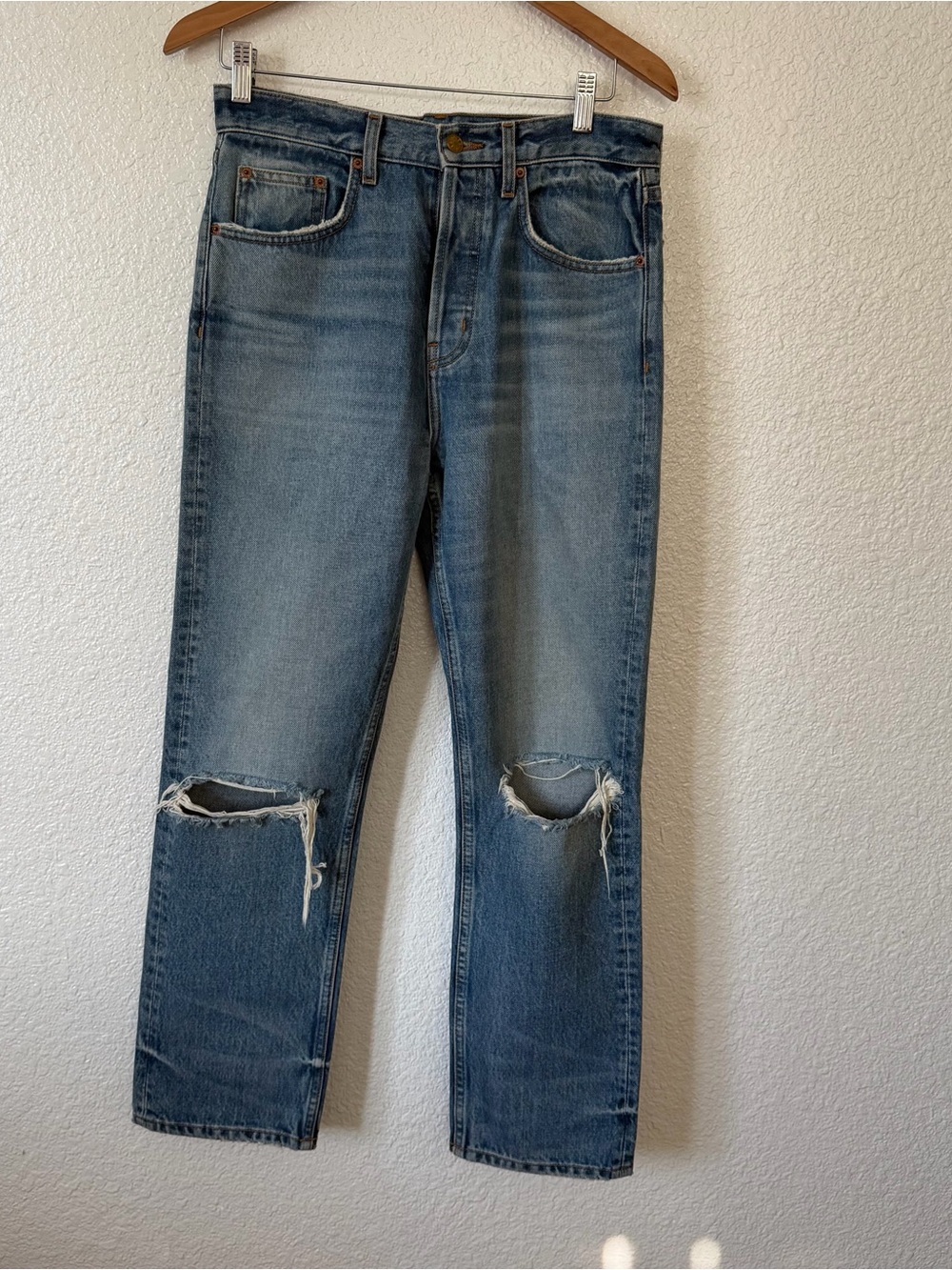 B Sides Blue Jeans  Marcel Crop Jeans  with Distressed knees 26